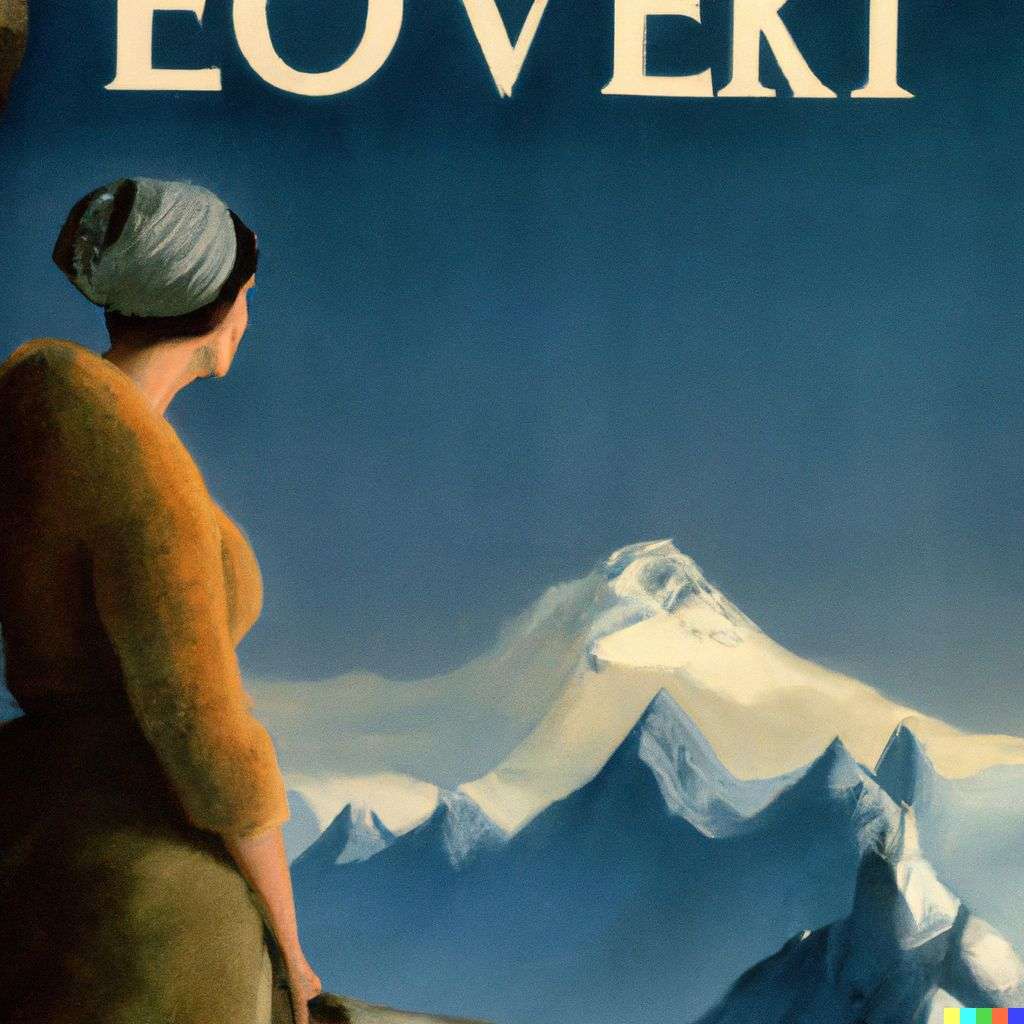 someone gazing at Mount Everest, front cover of Vogue, 1950